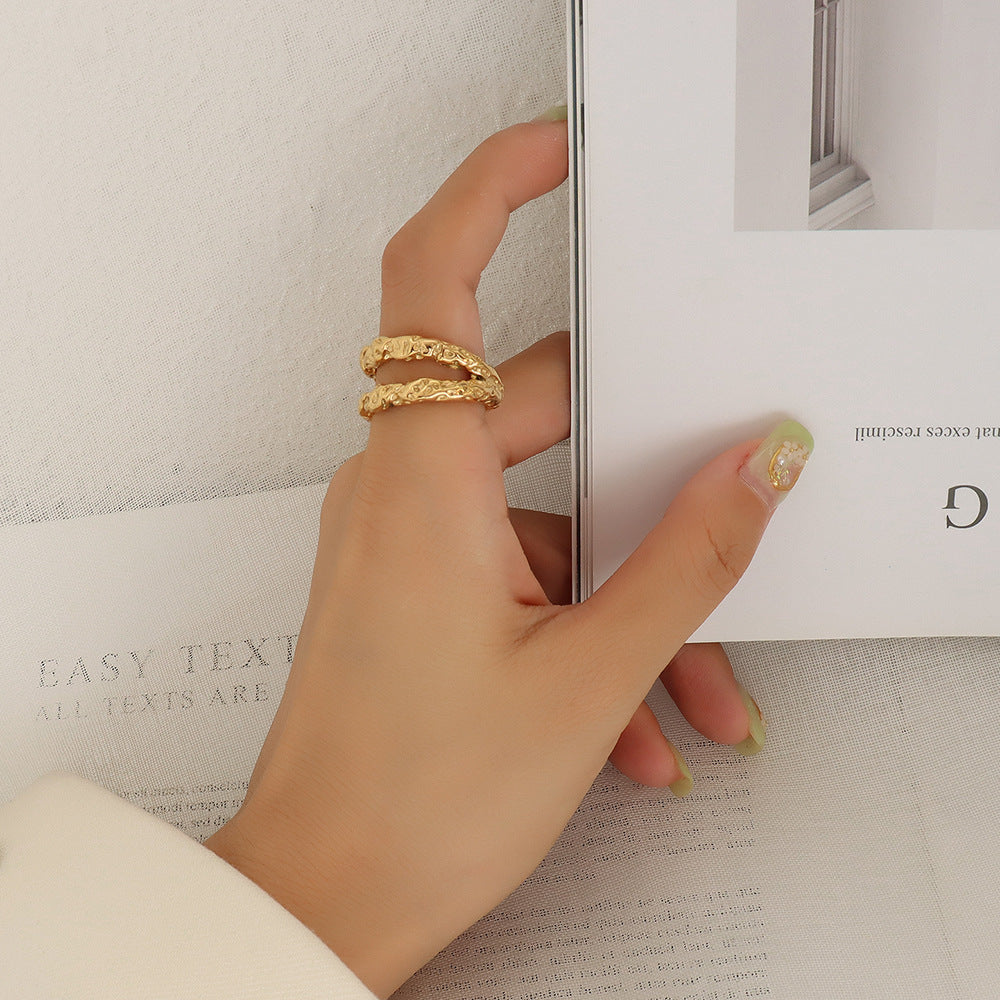 Textured Twin Ridge Ring