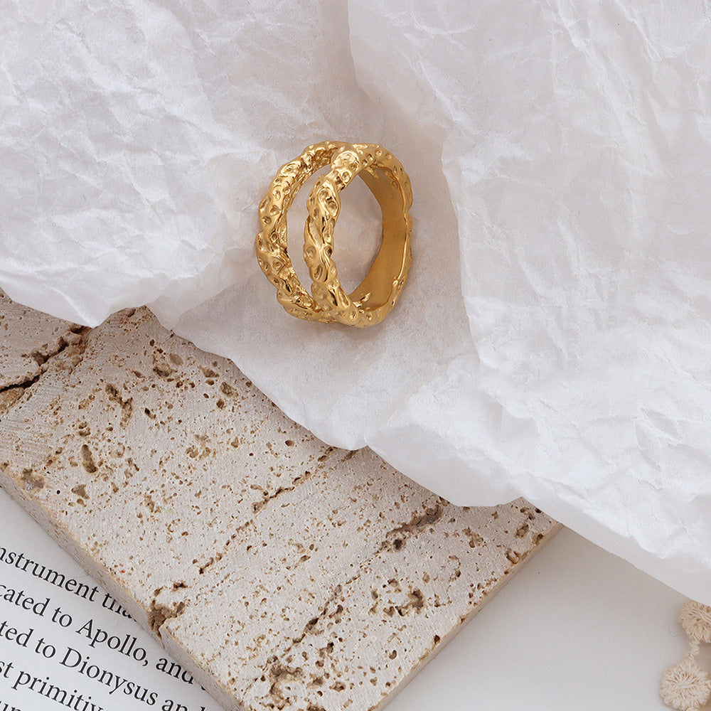 Textured Twin Ridge Ring