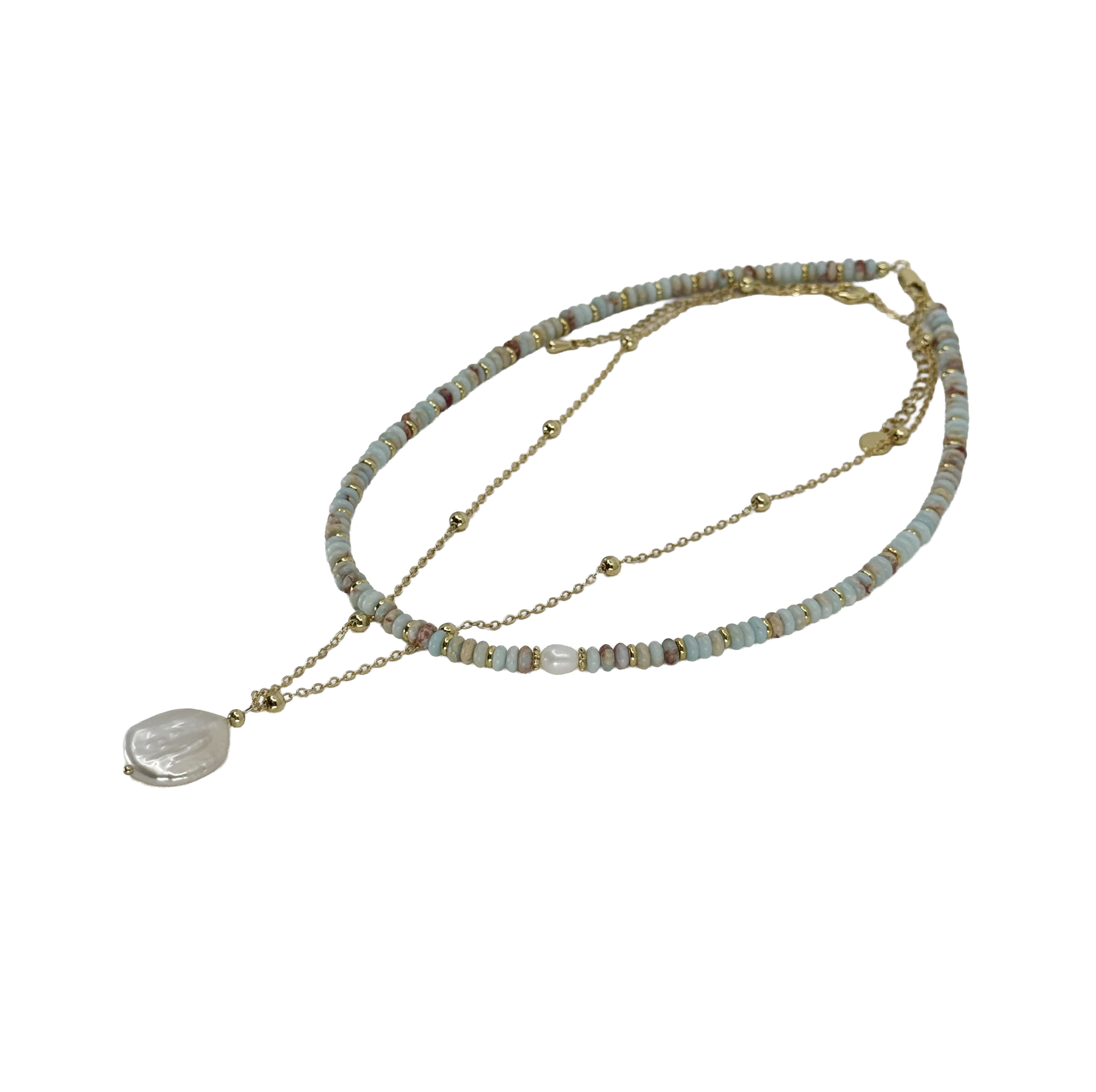 Jasper Bead & Freshwater Pearl Necklace