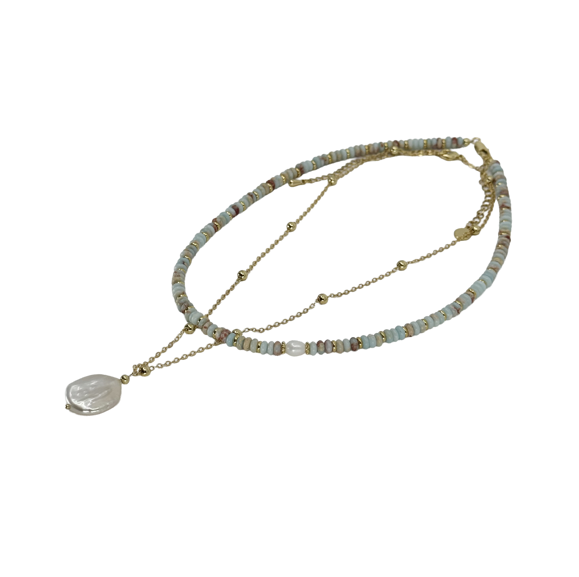 Jasper Bead & Freshwater Pearl Necklace