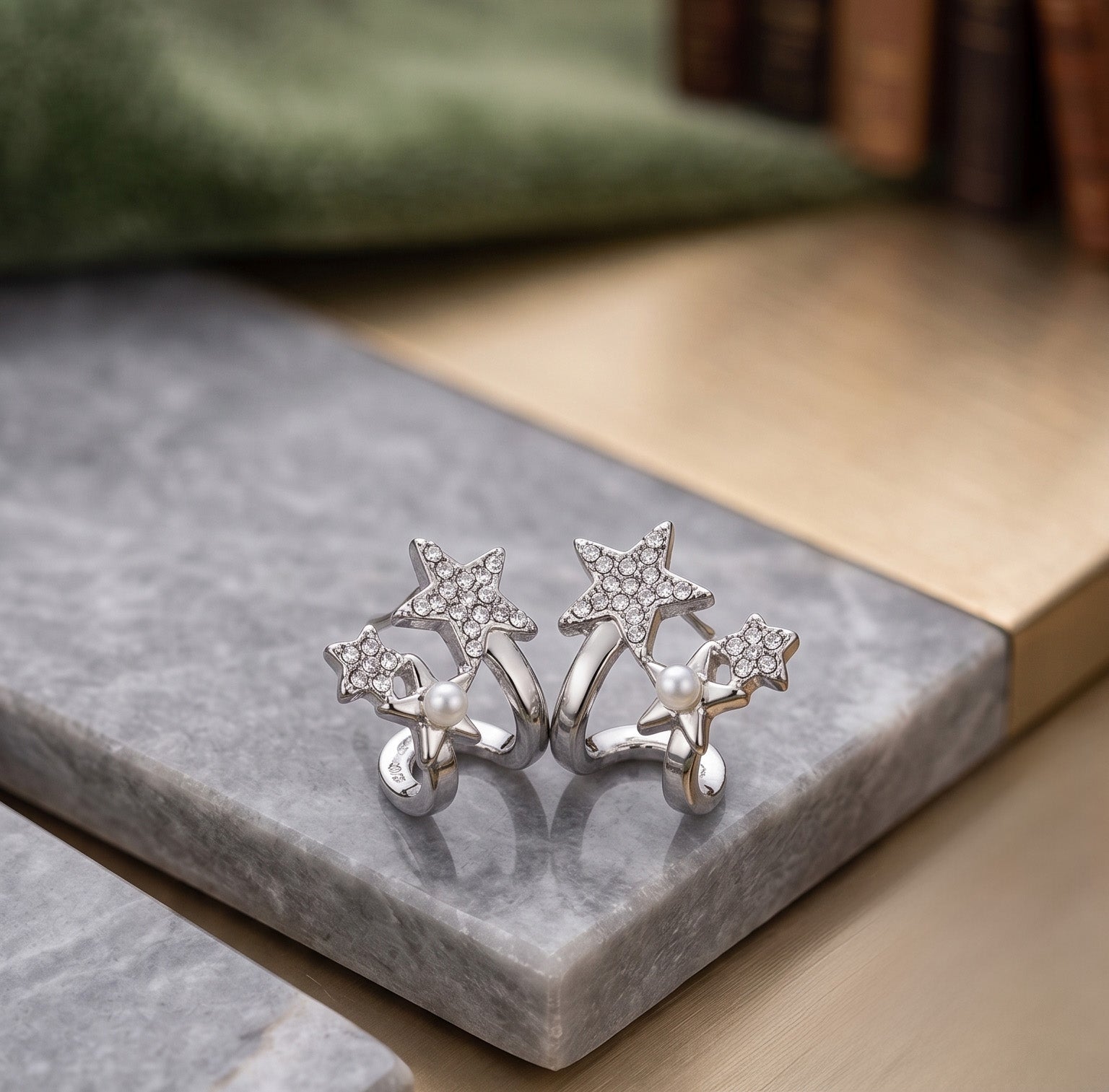 Star & Pearl Stud Earrings