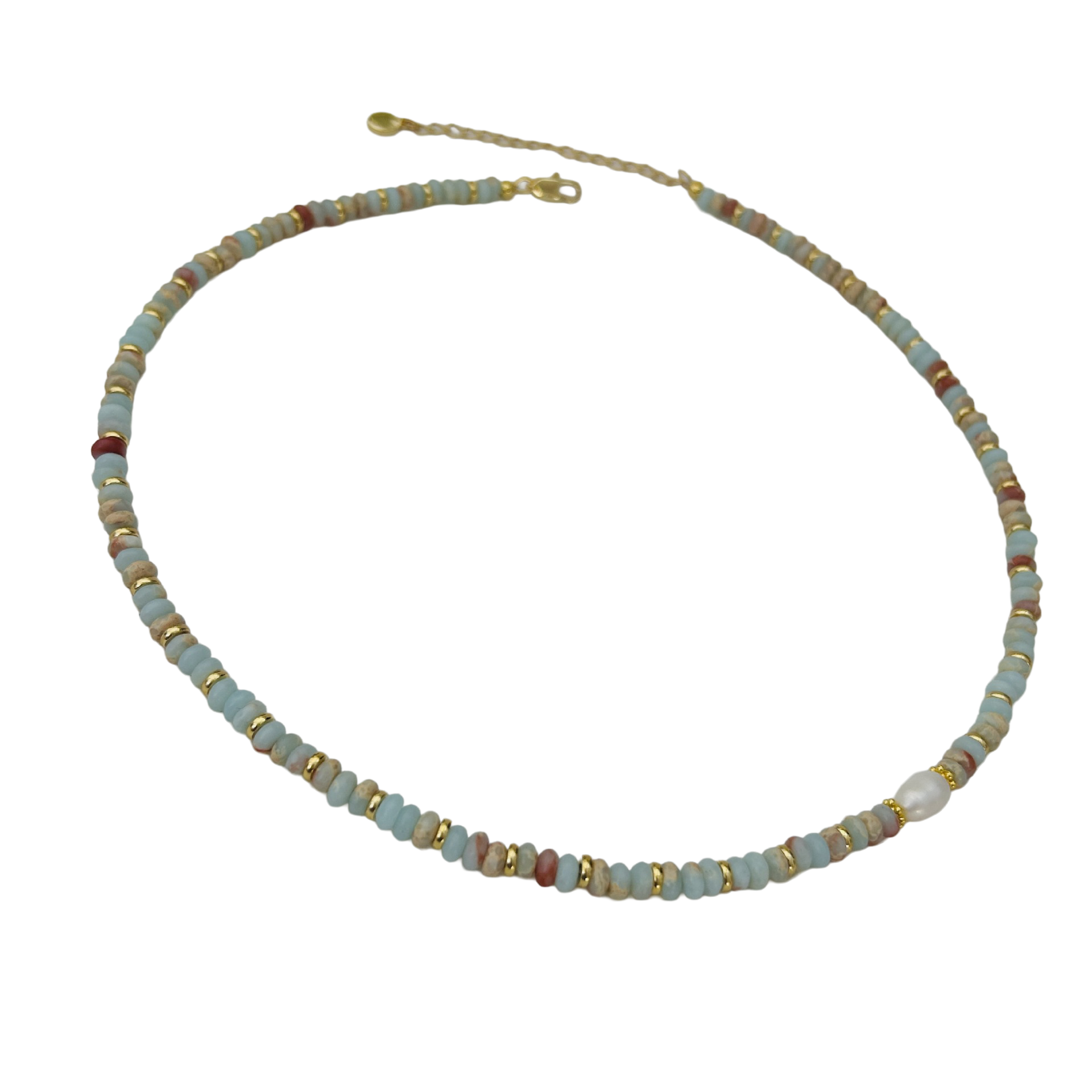 Jasper Bead & Freshwater Pearl Necklace