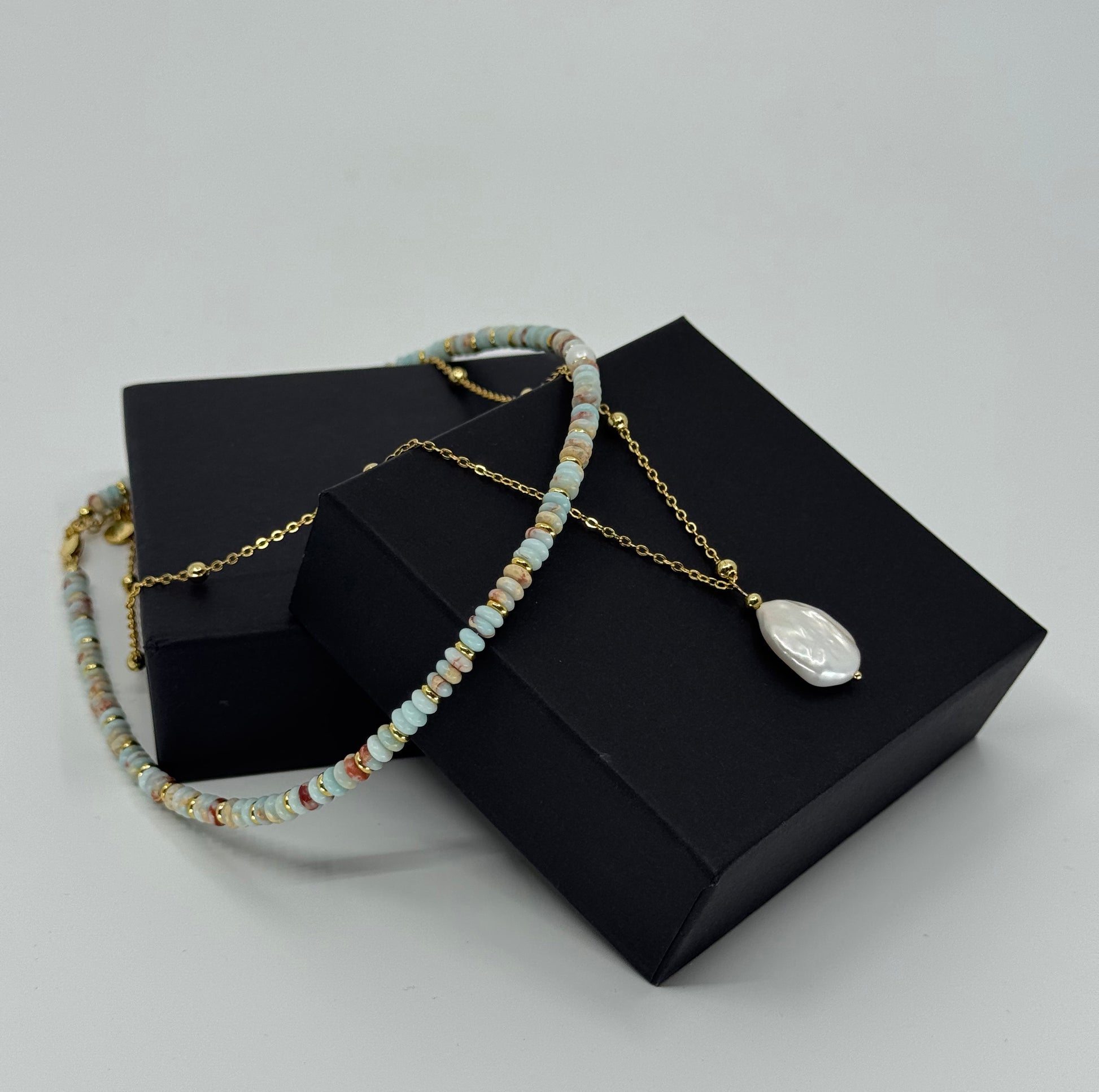 Jasper Bead & Freshwater Pearl Necklace