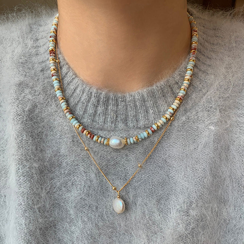 Jasper Bead & Freshwater Pearl Necklace