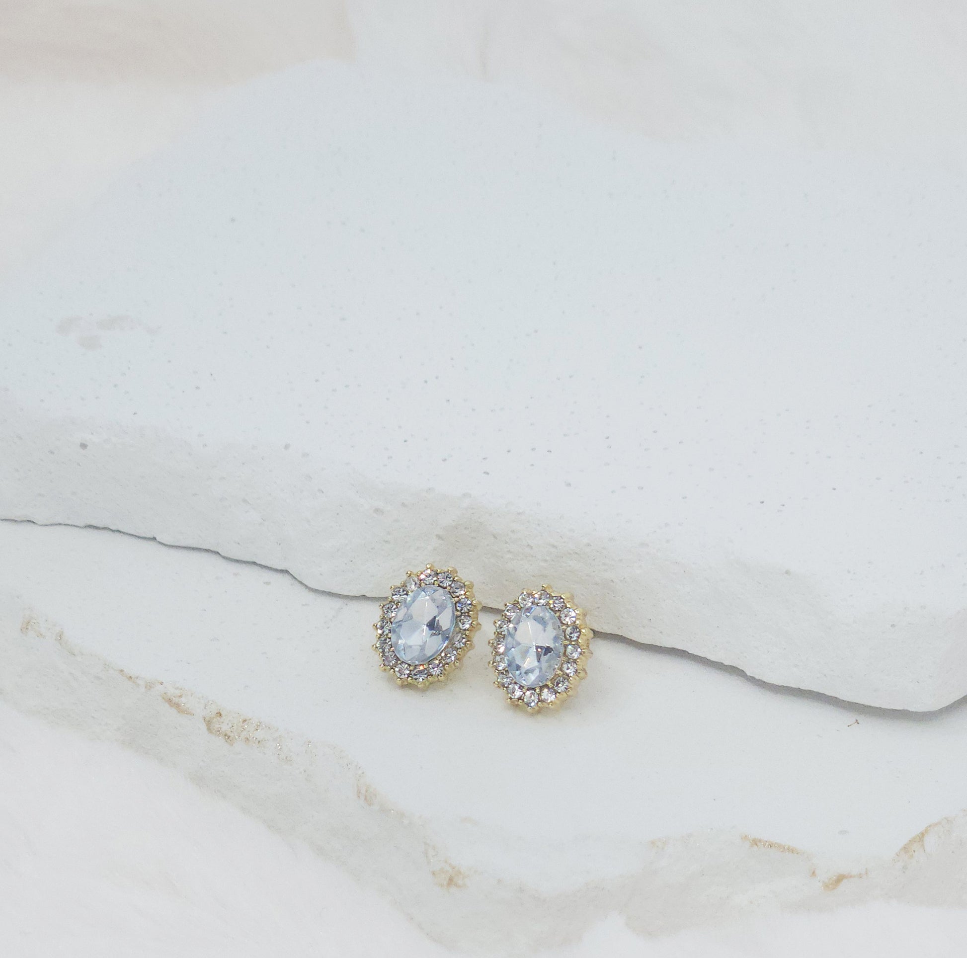 Oval Halo Stud Earrings