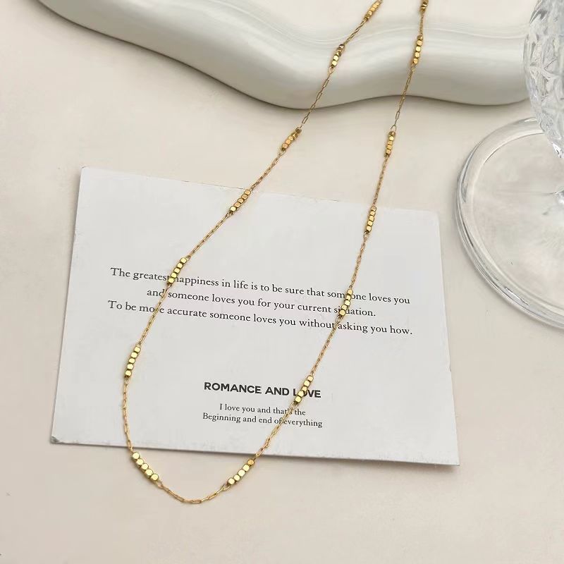 Square Bead Accent Chain Necklace