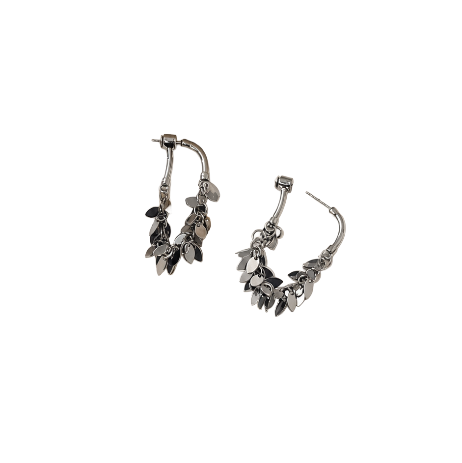Sequin Chain Drop Hoop Earrings