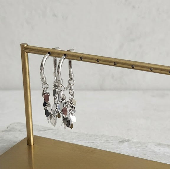 Sequin Chain Drop Hoop Earrings