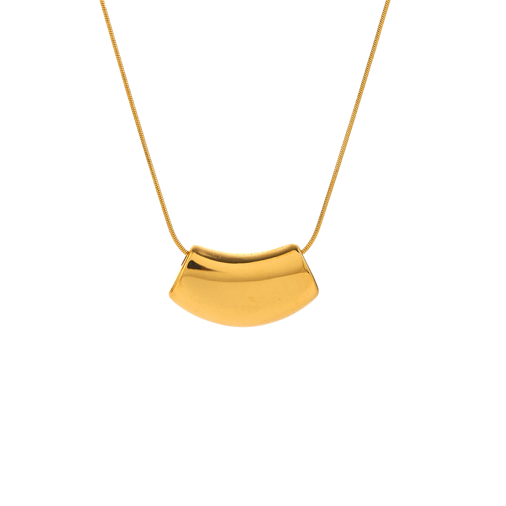 Curved Half-Moon Pendant Necklace