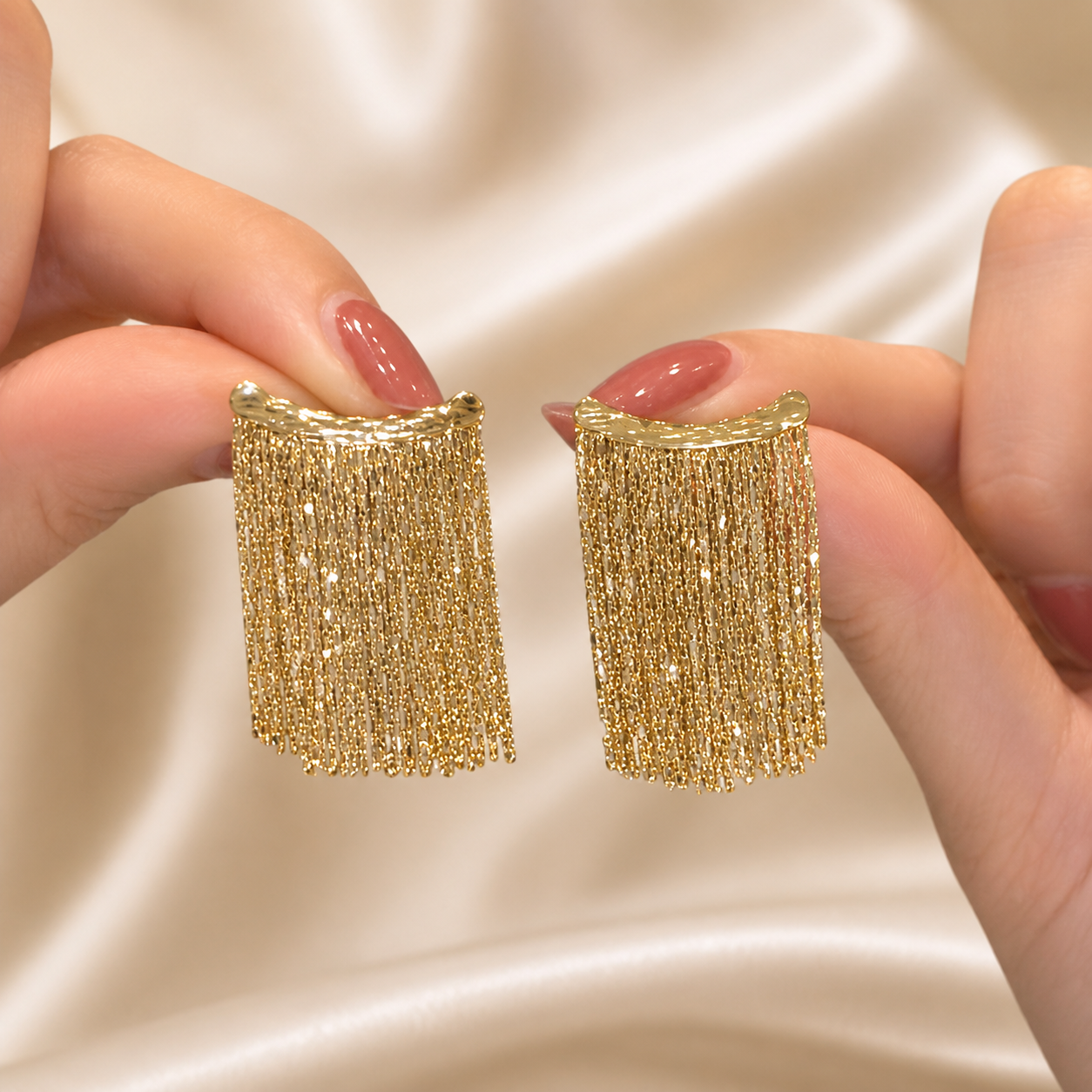 Slim Draped Fringe Earrings
