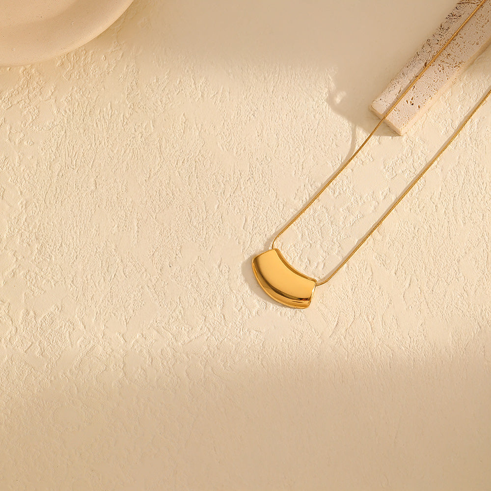 Curved Half-Moon Pendant Necklace
