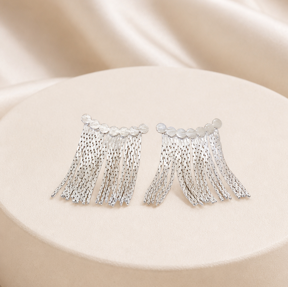 Slim Draped Fringe Earrings