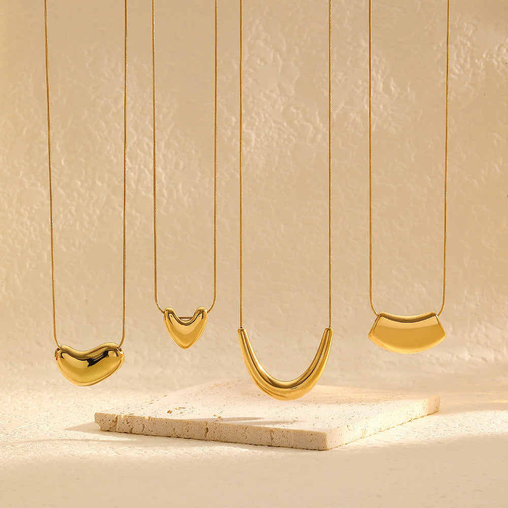 Curved Half-Moon Pendant Necklace