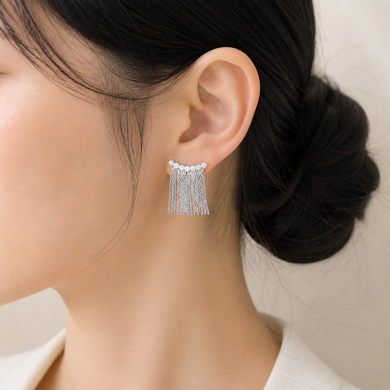 Slim Draped Fringe Earrings