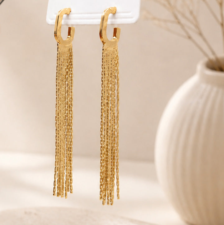 Draped Fringe Drop Earrings