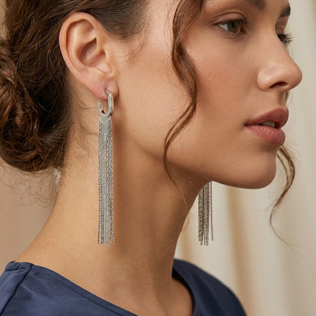 Draped Fringe Drop Earrings