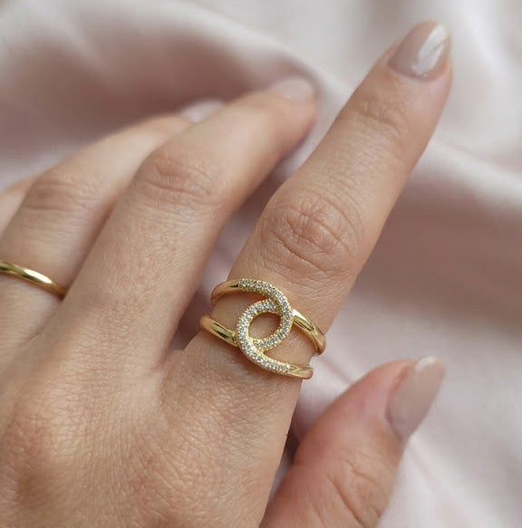 Curved Twin Loop Pave Ring