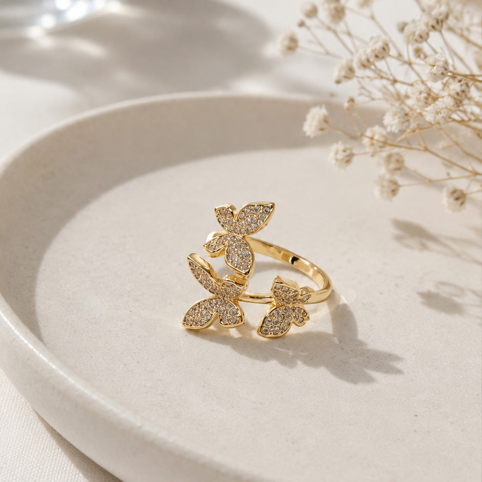 Double Butterfly Sparkle Ring