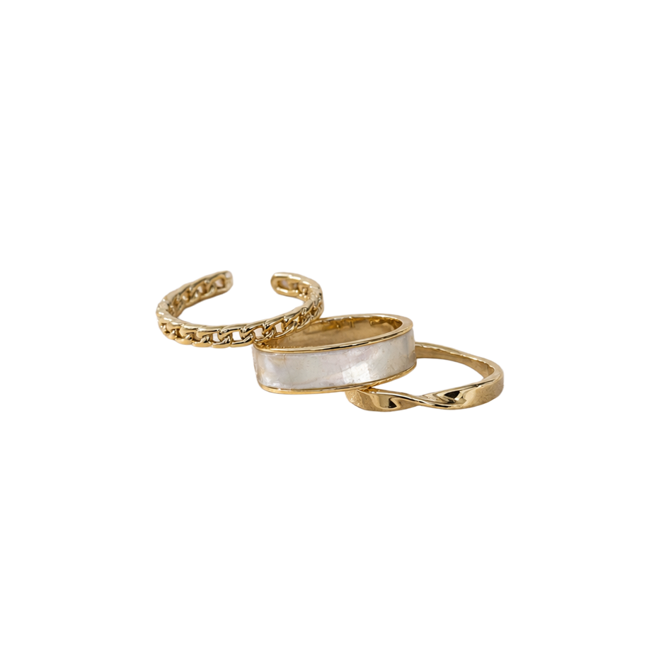 Trio Mixed Texture Band Ring Set