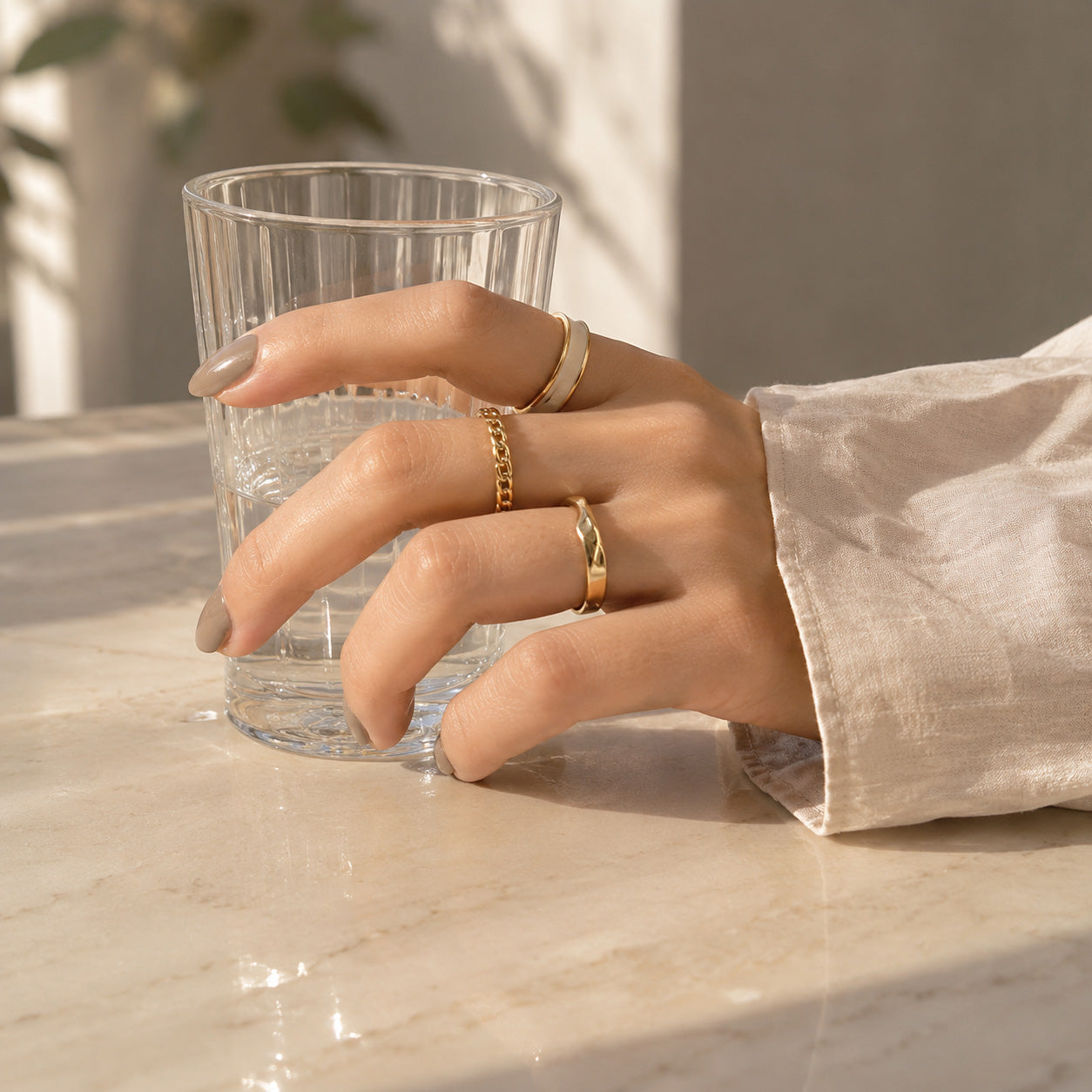 Trio Mixed Texture Band Ring Set