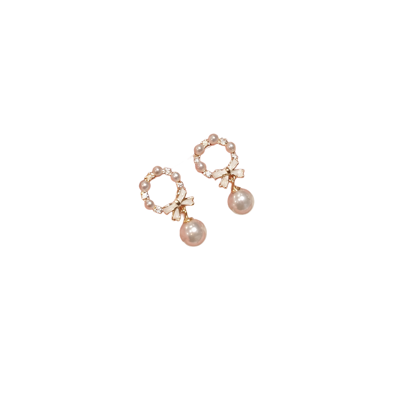 Ribbon Pearl Drop Earrings