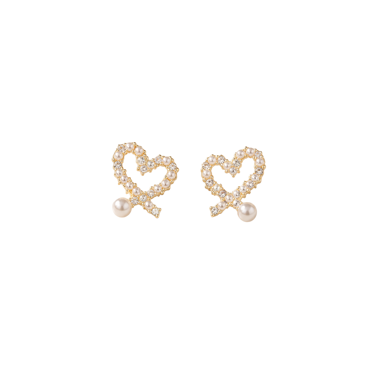 Heart Pearl Drop Earrings