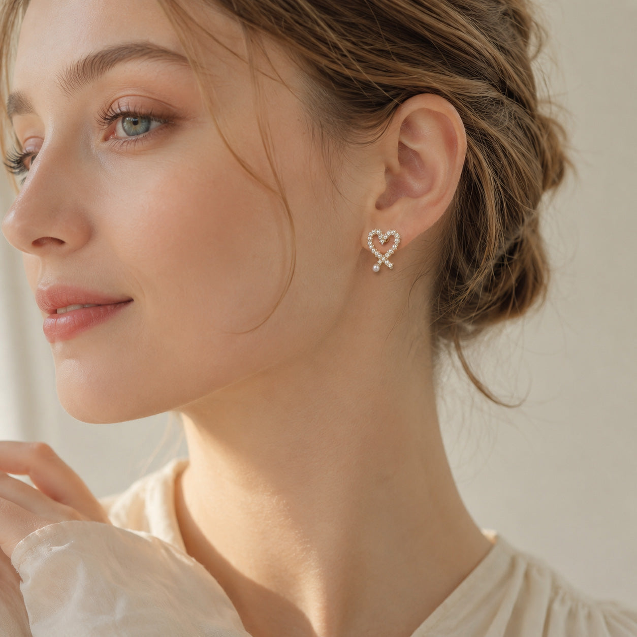 Heart Pearl Drop Earrings