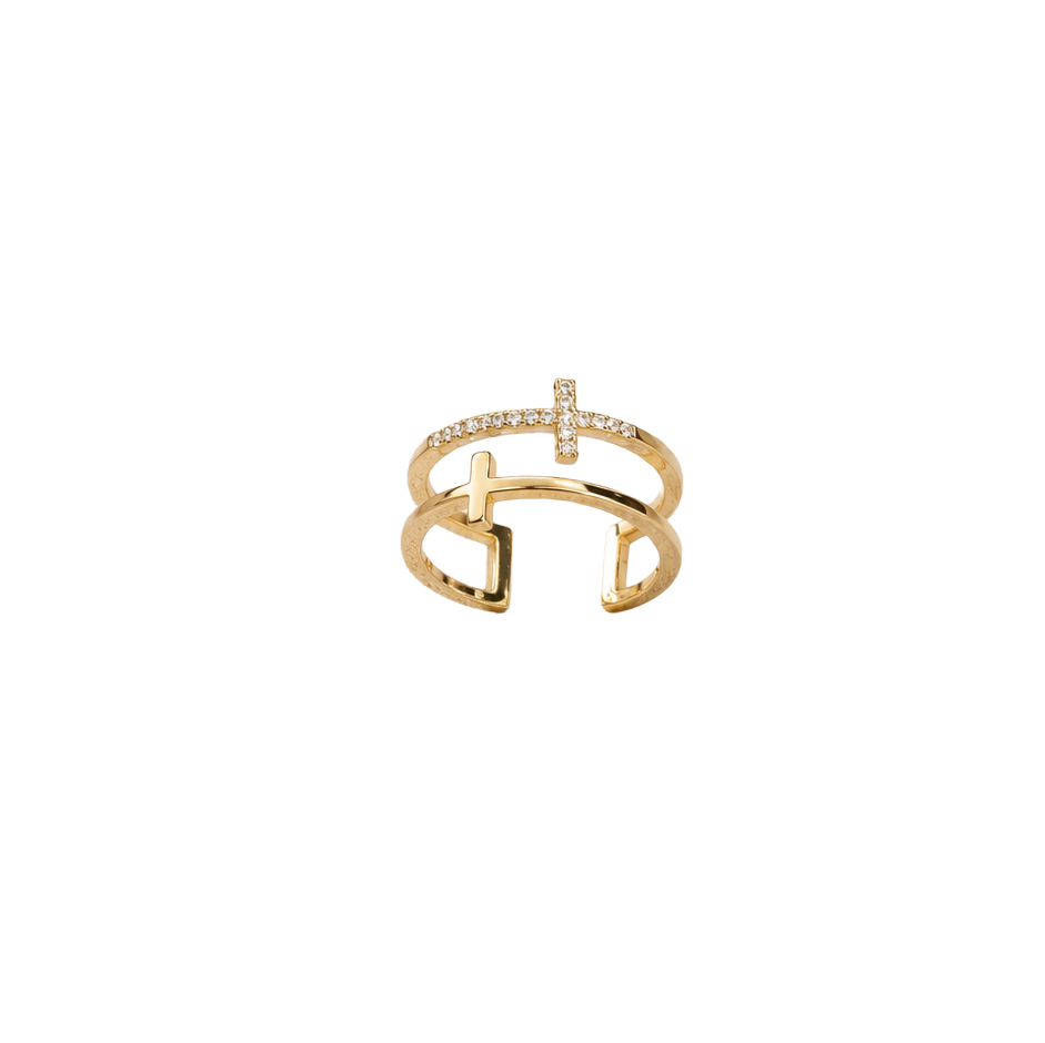 Double Cross Ring (Gold)