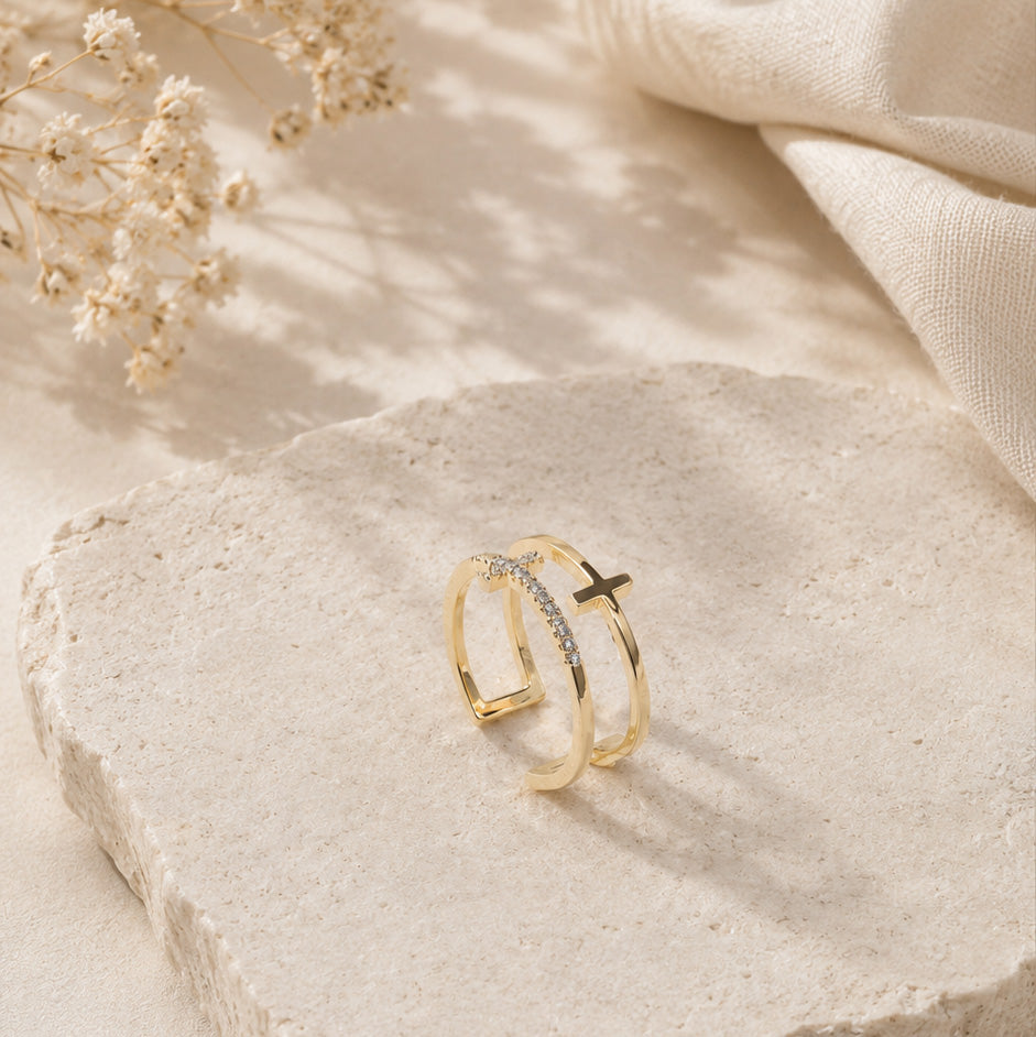 Double Cross Ring (Gold)