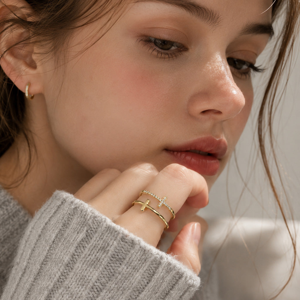 Double Cross Ring (Gold)