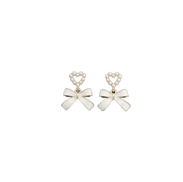 Pearl Ribbon Drop Earrings