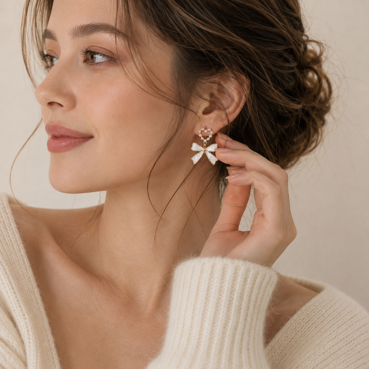 Pearl Ribbon Drop Earrings