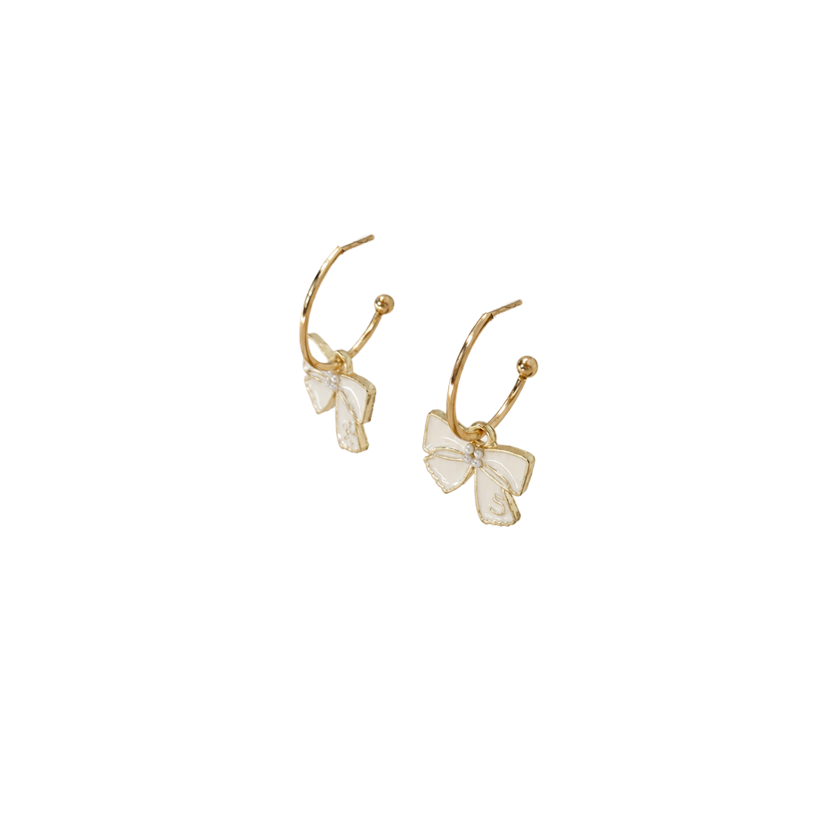 Bow Hoop Drop Earrings