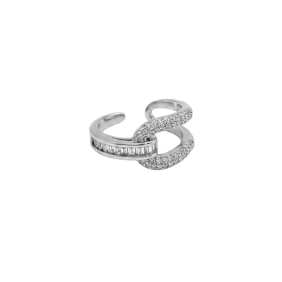 Interlinked Frame Double Band Ring