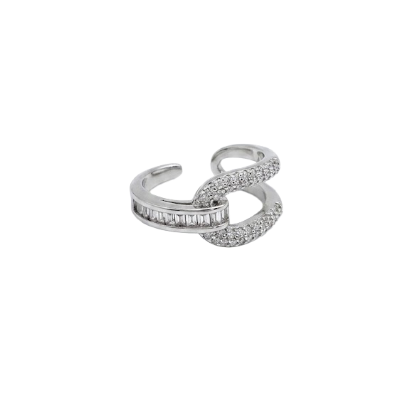 Interlinked Frame Double Band Ring