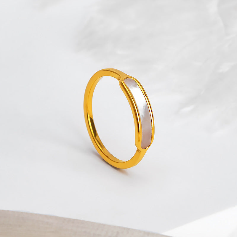 Oval Shell Inlay Slim Band