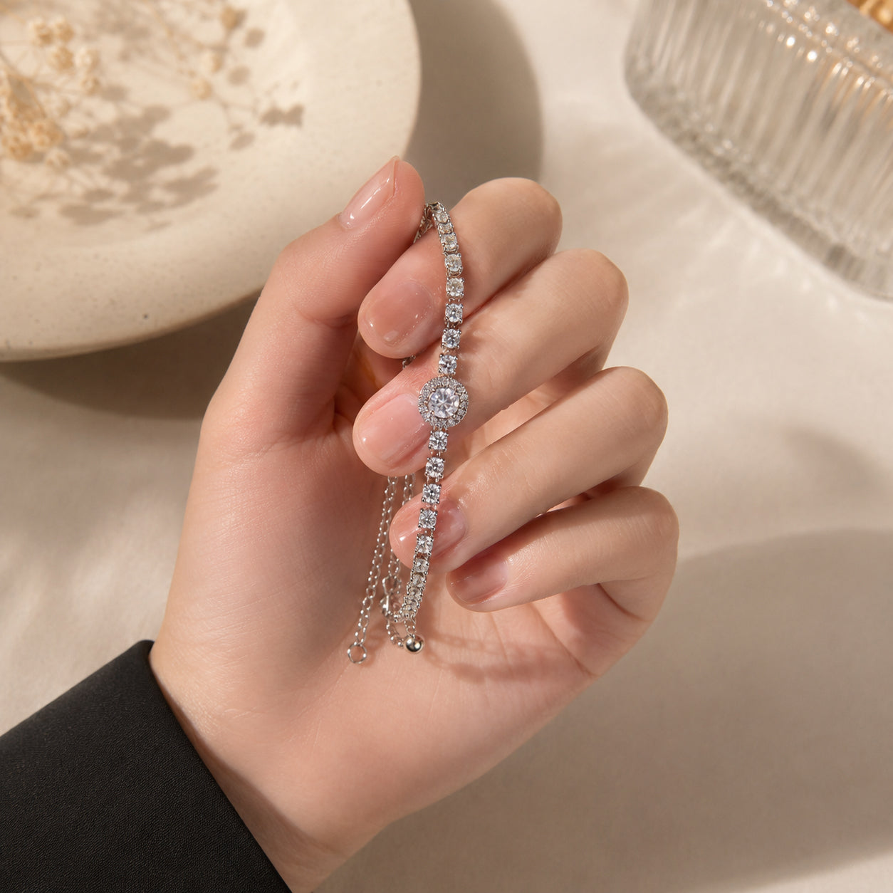 Halo Round Tennis Bracelet