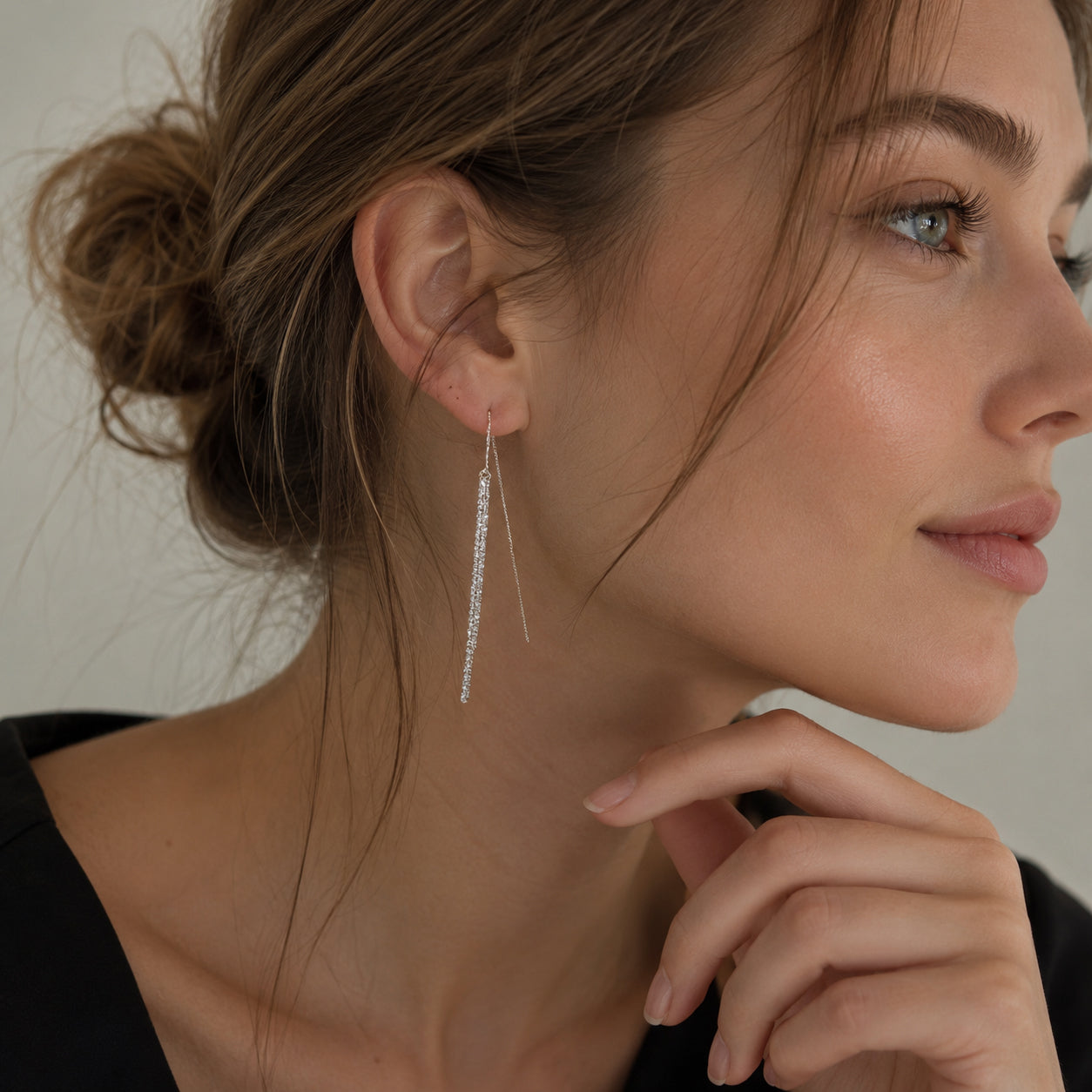 Linear Threader Drop Earrings