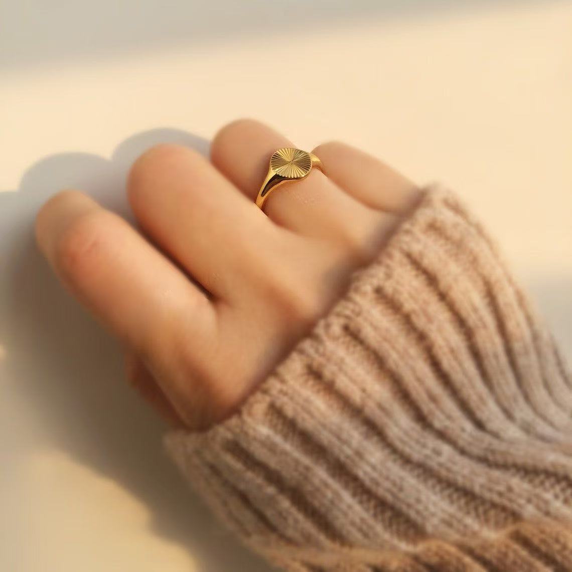 Radiant Texture Signet Ring