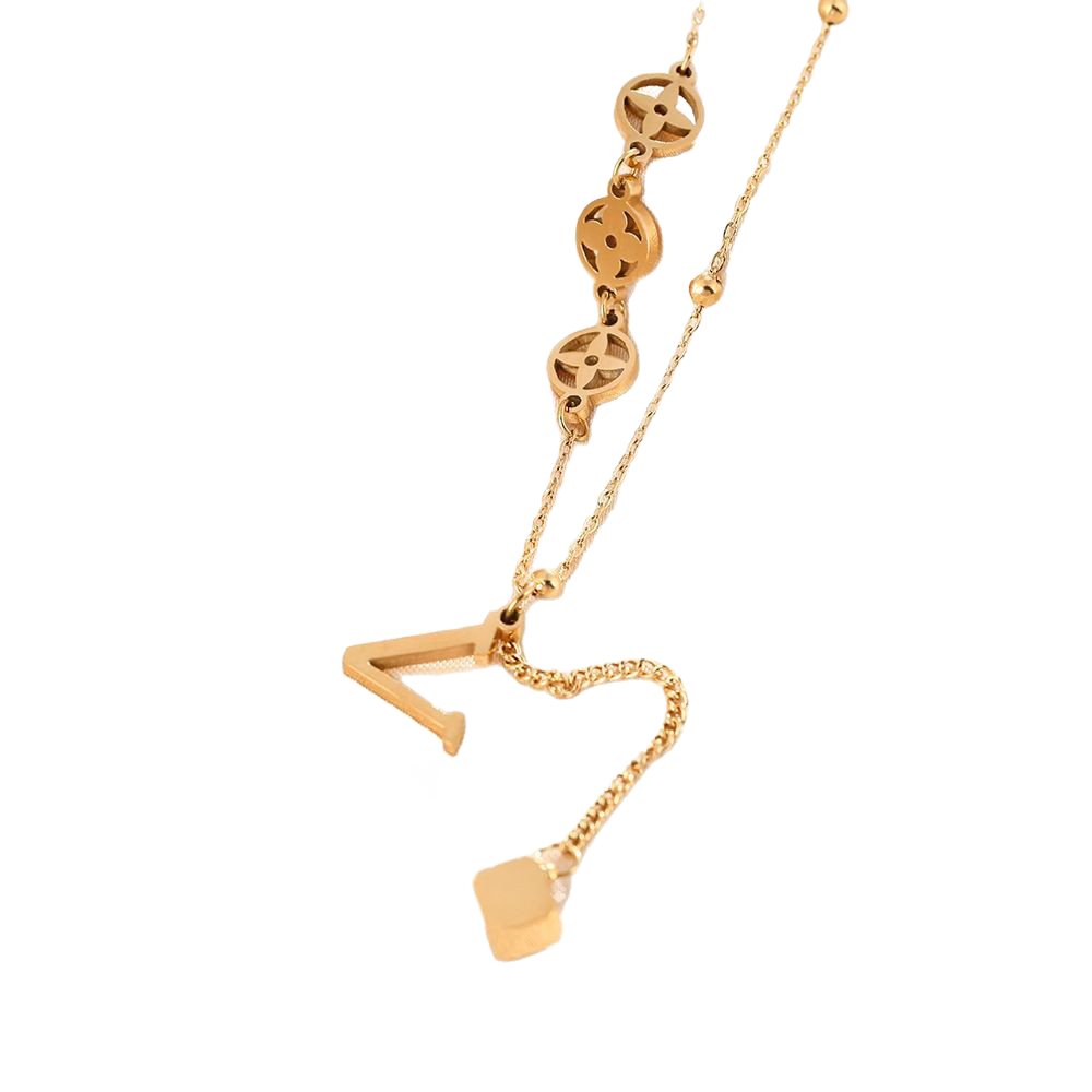 Symbol & Letter V Drop Necklace