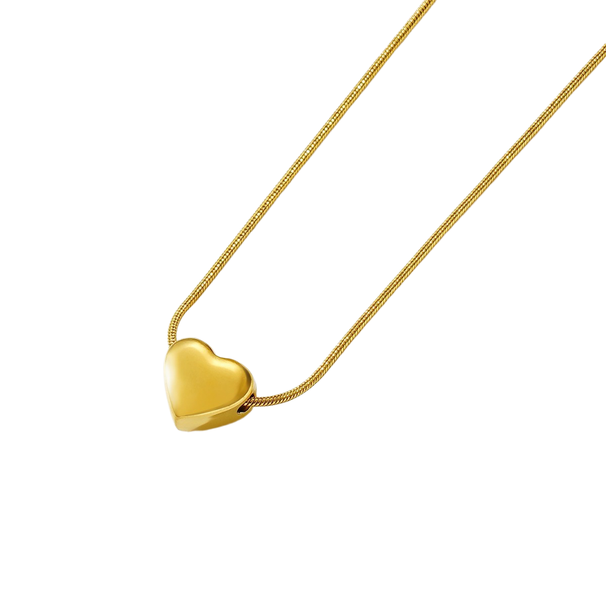 Smooth Puff Heart Necklace – Gold