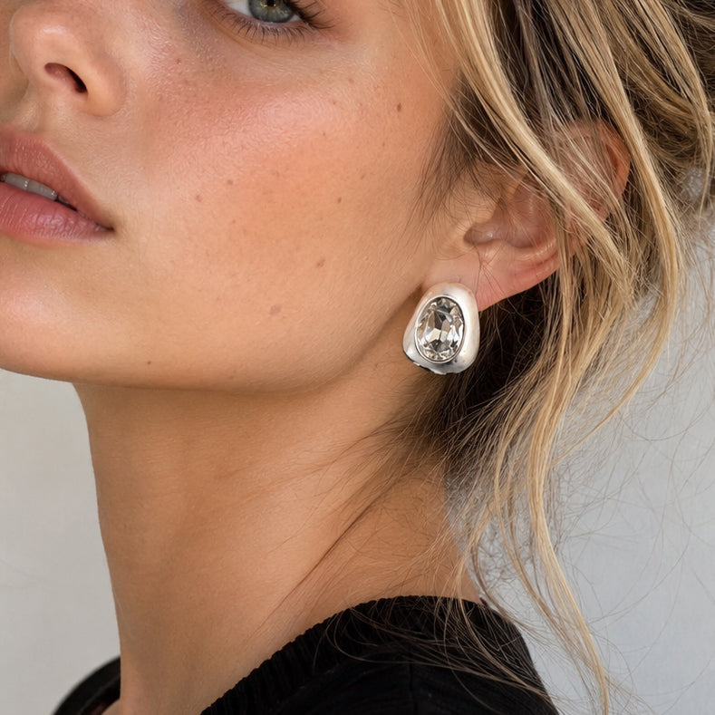 Matte Oval Stud Earrings