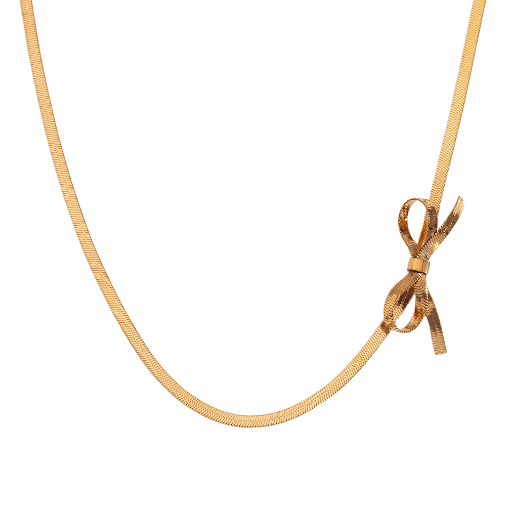 Sleek Gold Ribbon Choker Necklace