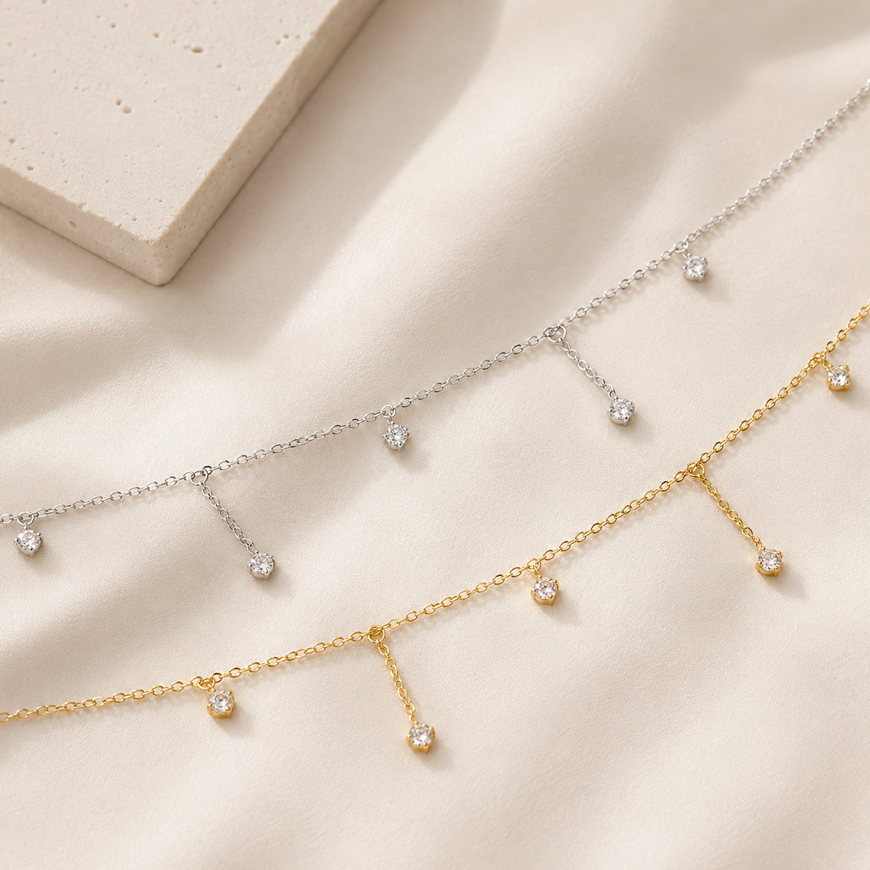 Petite Pearl Drop Charm Necklace – Gold