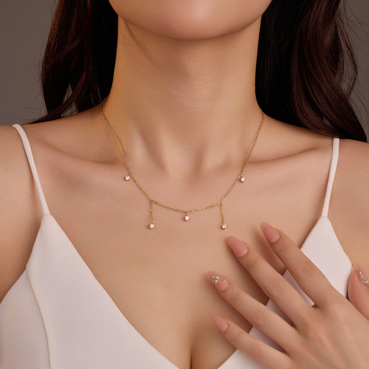 Petite Pearl Drop Charm Necklace – Gold