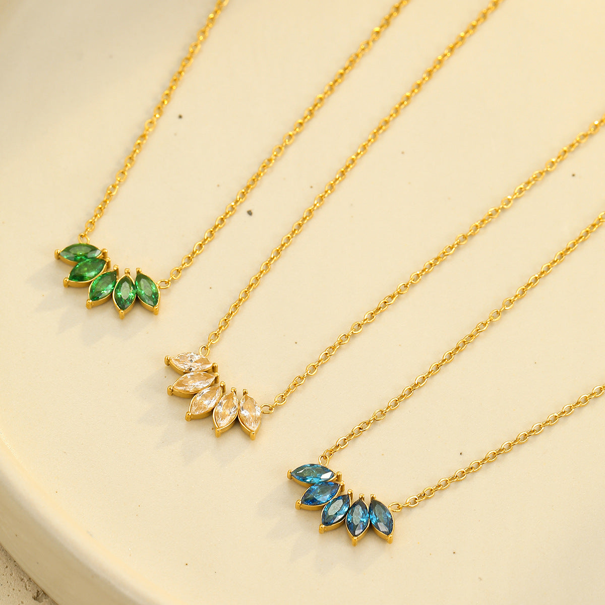 Crystal Leaf Layered Necklace