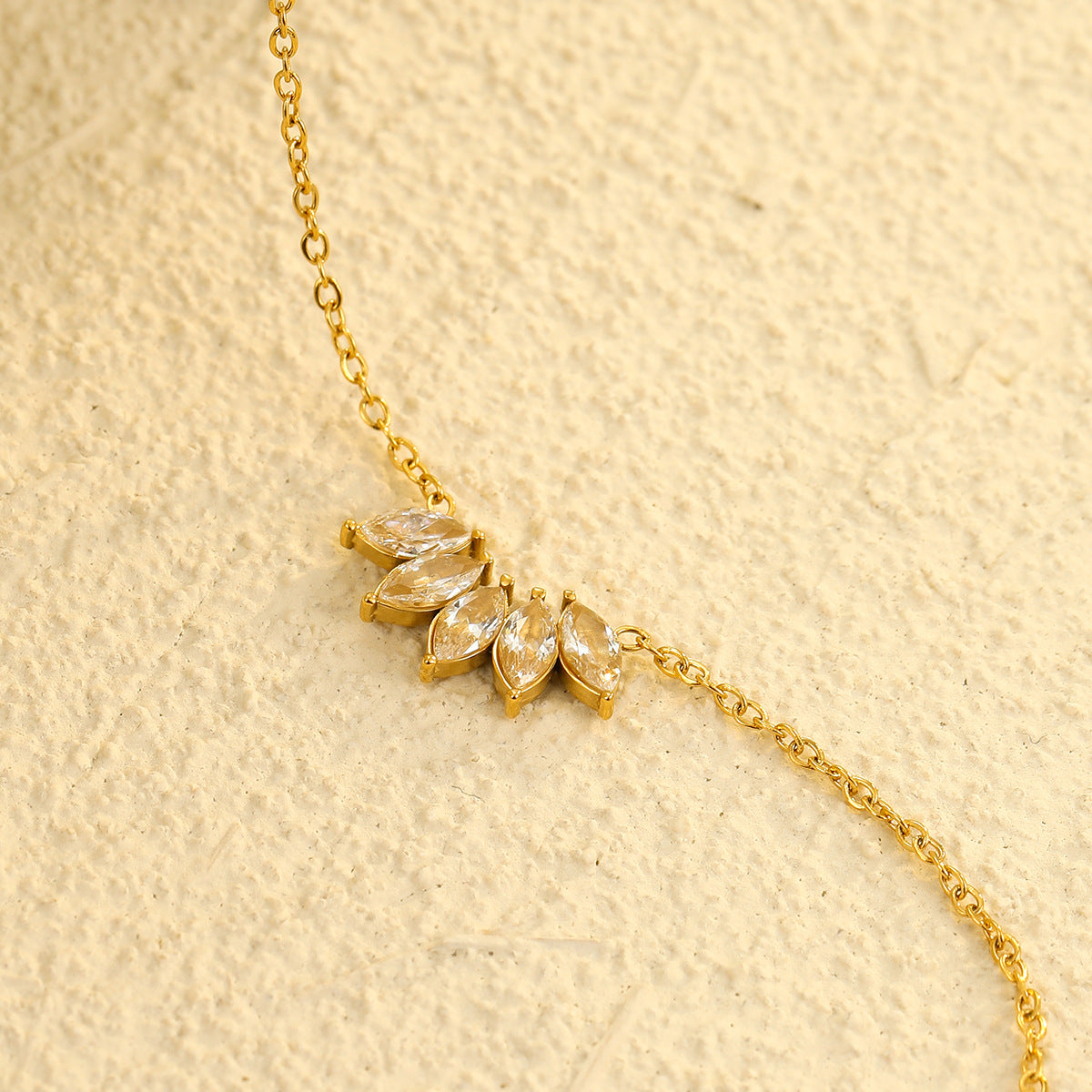 Crystal Leaf Layered Necklace