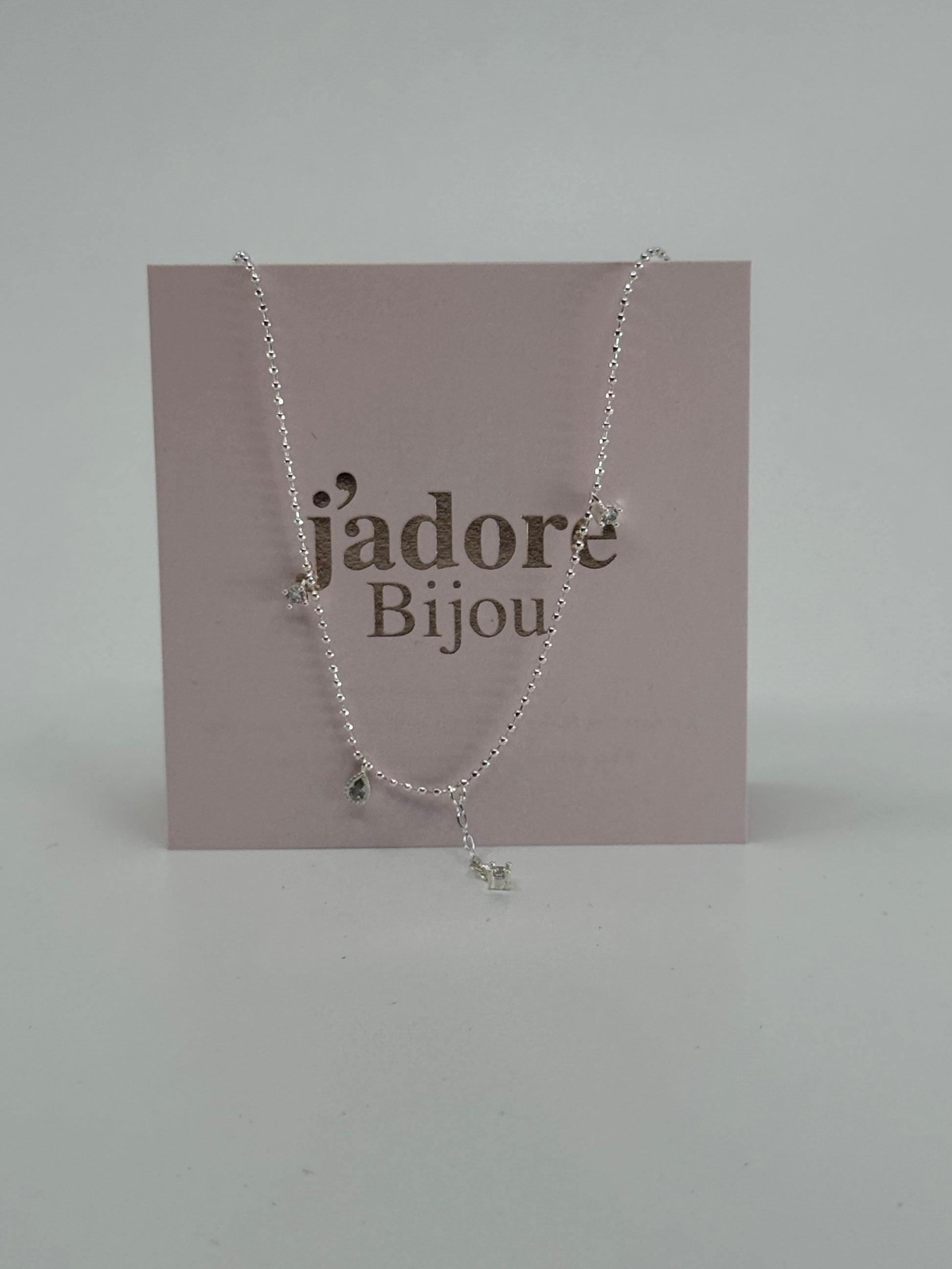 Star & Drop Charm Silver Necklace