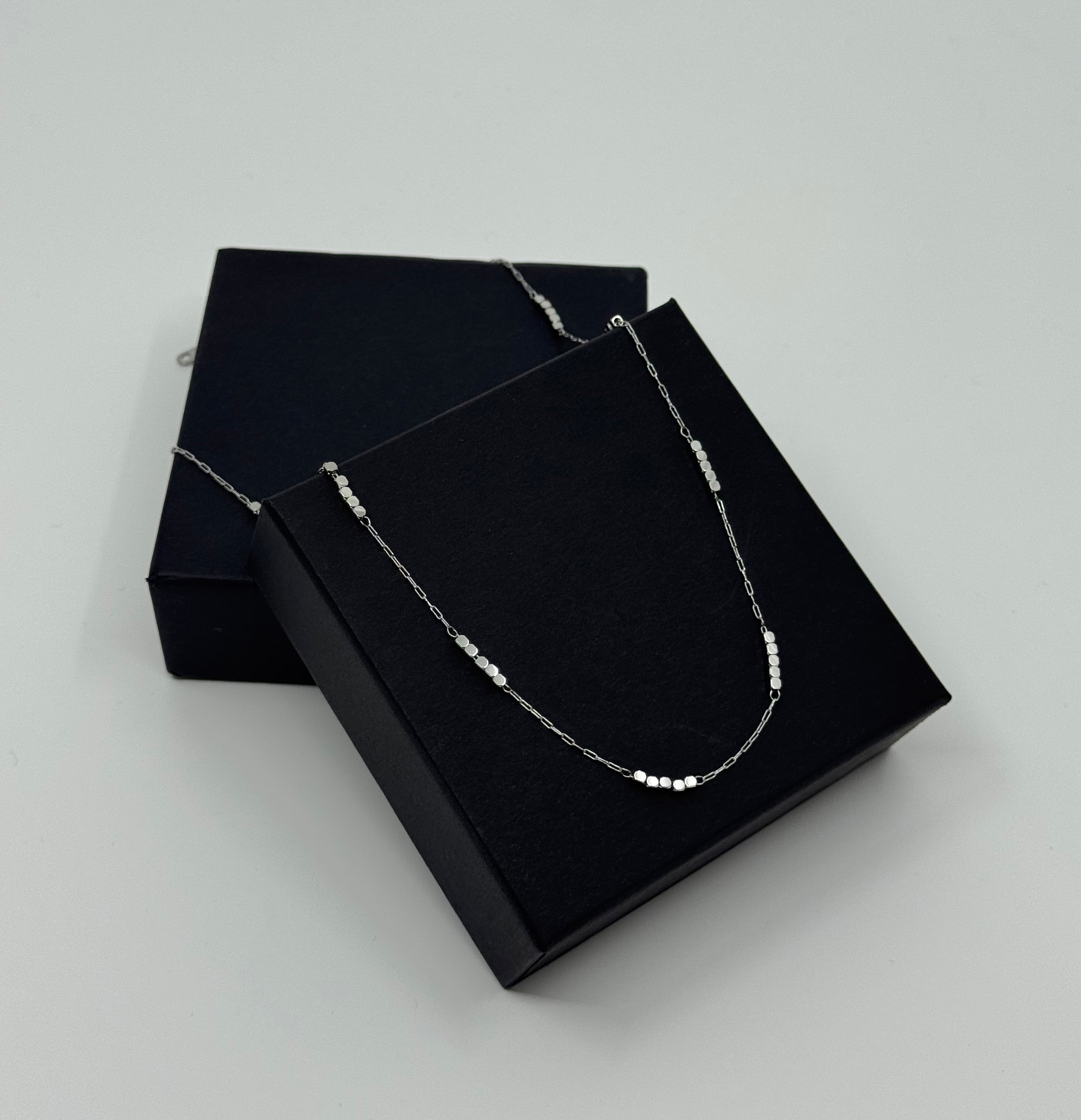 Square Bead Accent Chain Necklace