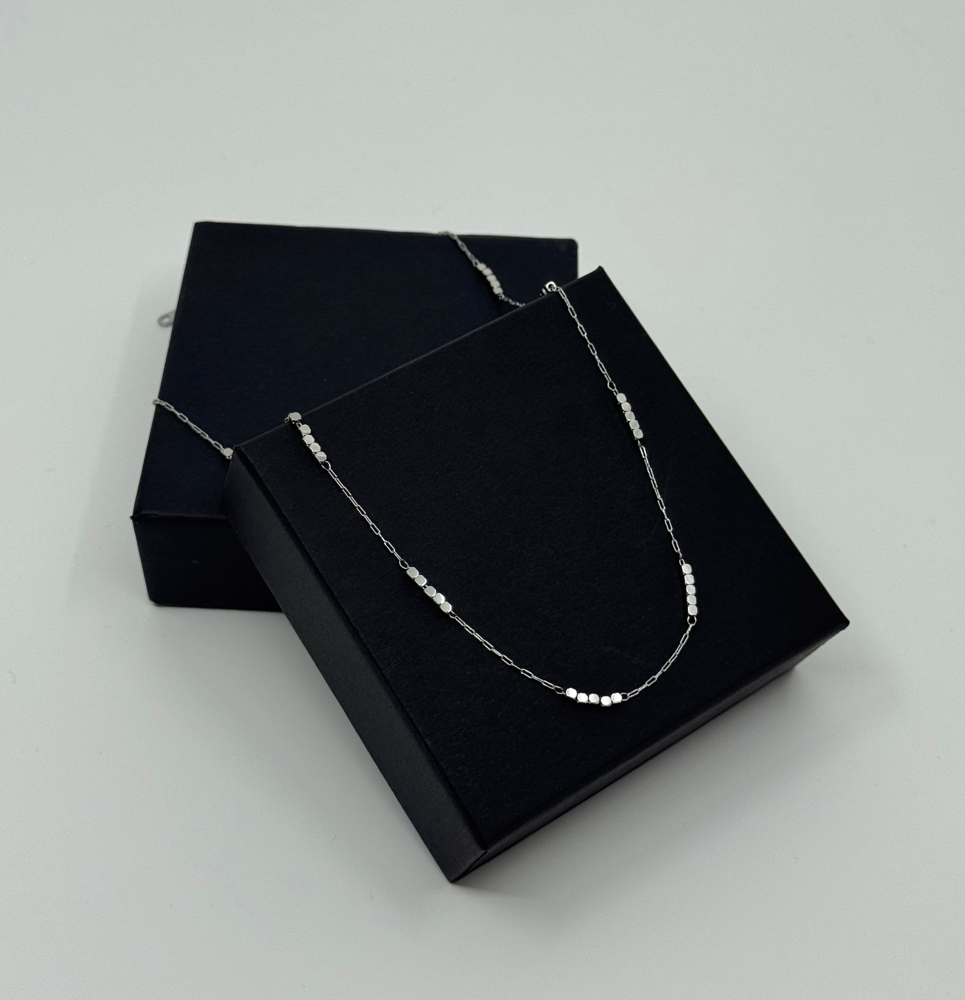 Square Bead Accent Chain Necklace